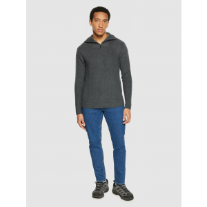 Knowledge Cotton Apparel Half Zip Sweater dark grey