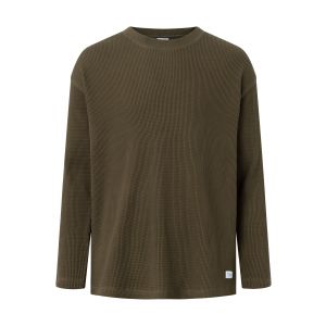 Knowledge Cotton Apparel Waffle long sleeve dark olive