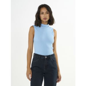 Knowledge Cotton Apparel High neck rip top Airy Blue