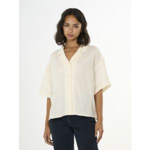 Knowledge Cotton Apparel Linen SS Shirt Buttercrem