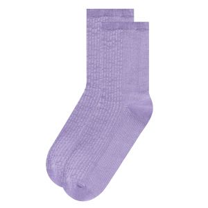 Knowledge Cotton Apparel 2-pack lurex rib socks Deep Purple