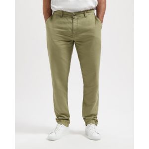 KUYICHI DARREN CHINO Hose aus Bio Baumwolle und französischem Leinen army green