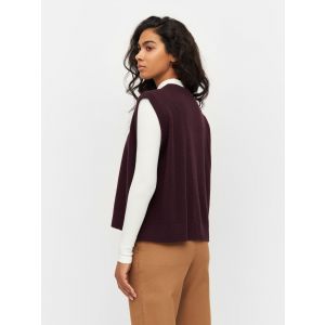 Knowledge Cotton Apparel Lambswool vest chocolate plum