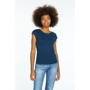 LES RACINES DU CIEL LIN SLEEVELESS TOP navy