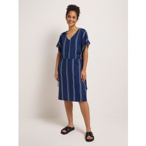 Lanius Kleid mit V - Ausschnitt stripe night blue