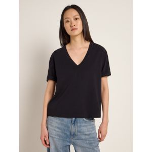 LANIUS Shirt mit V-Ausschnitt GOTS black