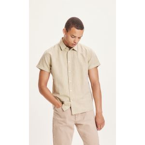 Knowlege Cotton Apparel LARCH SS linen custom fit shirt Sage (light dusty green)