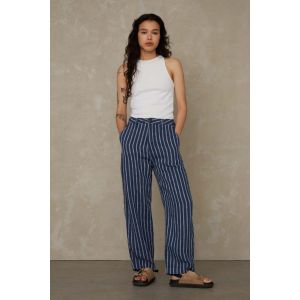 Kings Of Indigo Leila Cropped Linen navy Stripe