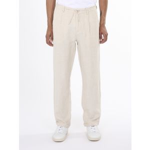 Knowledge Cotton Apparel Loose fit natural Linen pant light feather gray