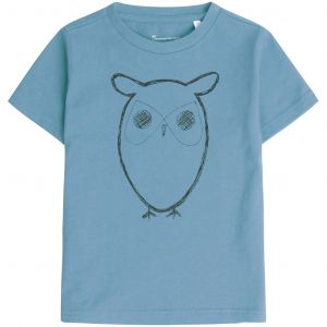 Knowledge Cotton Apparel OWL AOP TEE Alaskan Blue